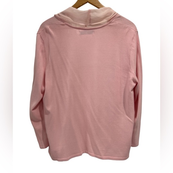 Kasper Chiffon Front Cardigan Sweater in Tutu Pink - Size Large - Picture 3 of 8